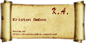 Kriston Ambos névjegykártya